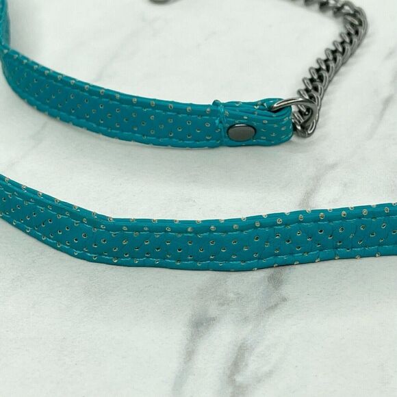Blue Perforated Faux Leather Chain Handbag Strap Replacement ✨ - Picture 6 of 12